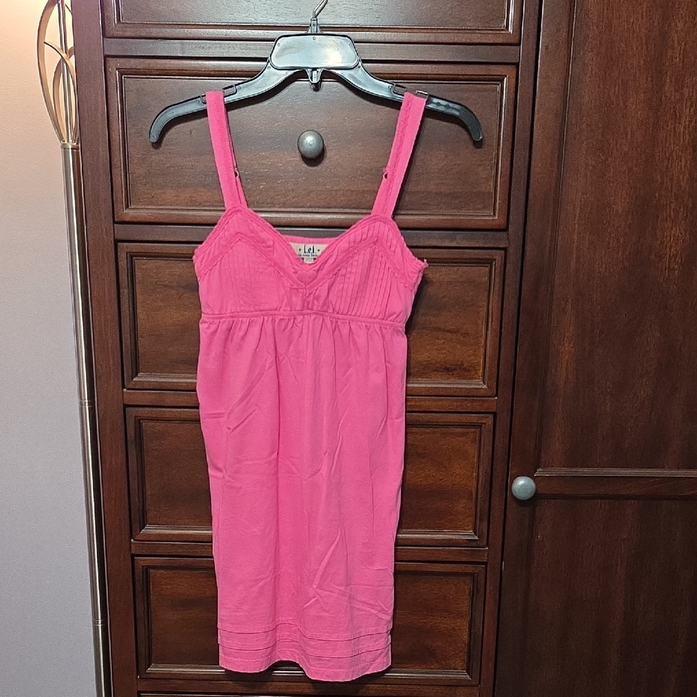 Lei Vibrant Pink Cotton Sundress With Adjustable Straps Juniors M